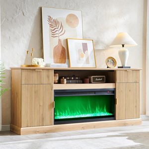 SinCiDo Living Room Modern Fireplace TV Stand for up to 80" TV w/ 36" Electric Fireplace, Adjustable Shelves & Hidden Drawers,Remote Control - 1 of 4