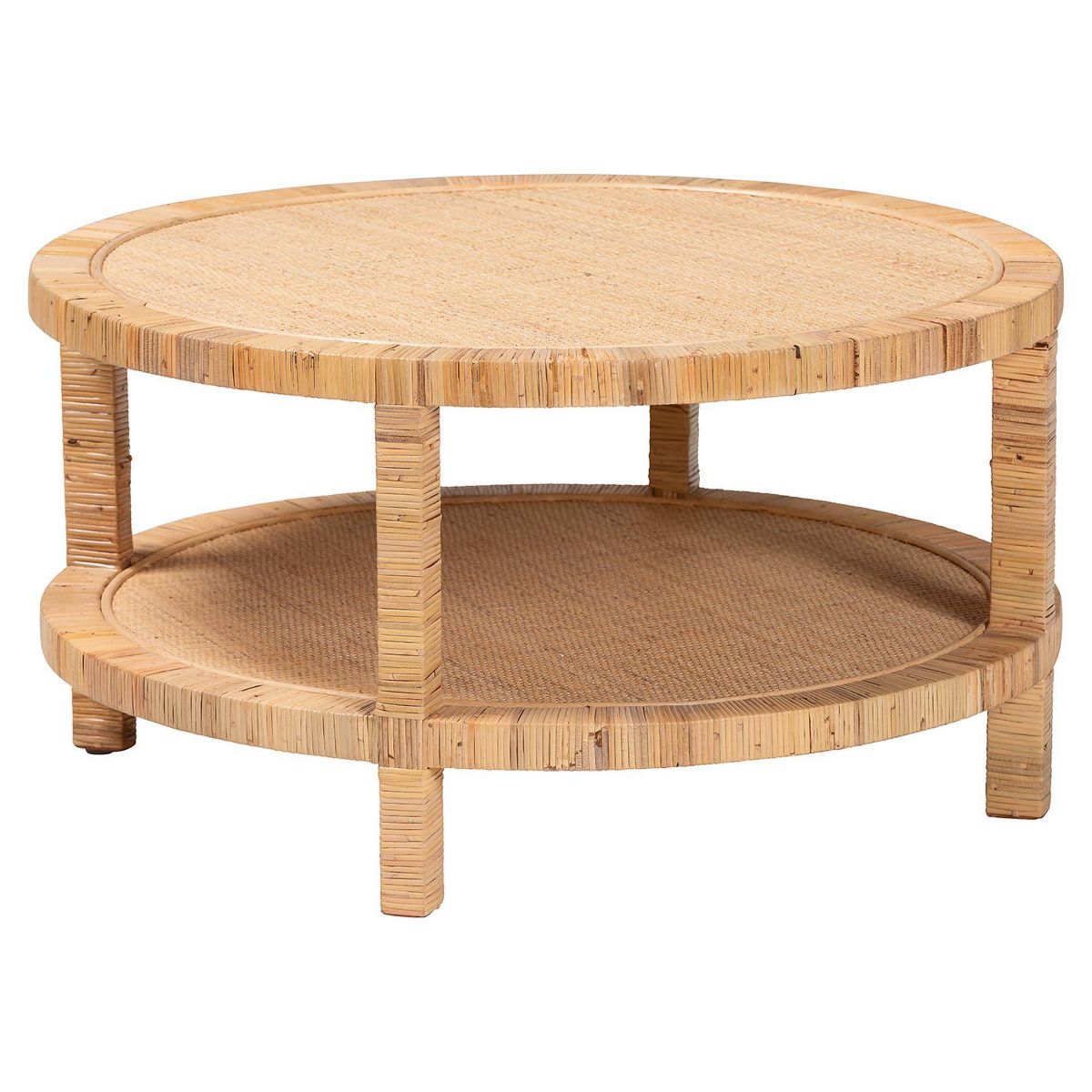 bali & pari Kalimantan Rattan and Mahogany Wood Coffee Table Light Honey - thumbnail 2