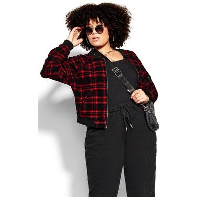 Plus Size Checkered Jacket