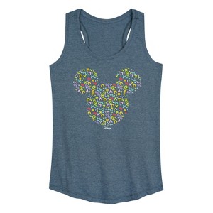 Women's - Disney - Mickey Head With Pattern Graphic Racerback Tank - 1 of 4