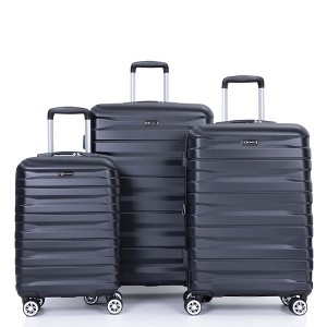 3 Piece Luggage Sets PC Lightweight & Durable Expandable Suitcase with Two Hooks, Double Spinner Wheels, TSA Lock - 1 of 4