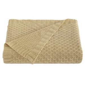 Bamboo-Derived Rayon Toddler Blanket, Cooling Breathable Cable Knit Blanket for Crib & Stroller, 30x40 Inch - NTBAY - 1 of 4
