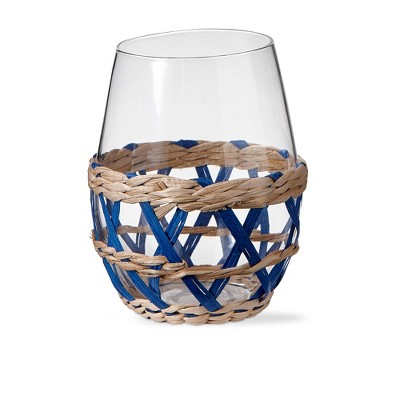 Tagltd Island Collection Claer Glass Short Tumber Drinkware With Cattail  Straw And Paper Weave Sleeve, 14 Oz. : Target