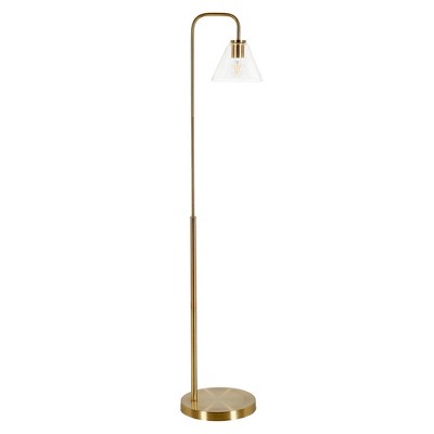 Hudson and Canal Arc Floor Lamp with Cone Glass Shade