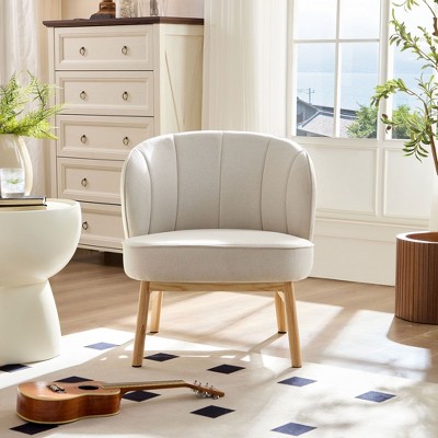 PAGED Upholstered Accent Chair Modern Living Room Chairs with Shell-like Backrest for Bedroom, Living Room