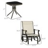 3-Piece Outdoor Gliders Set Bistro Set with Steel Frame, Tempered Glass Top Table for Patio, Garden, Lawn - 3 of 4