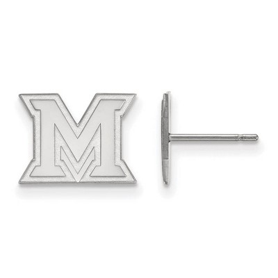 Black Bow Jewelry 14k White Gold Miami Redhawks NCAA Post Earrings