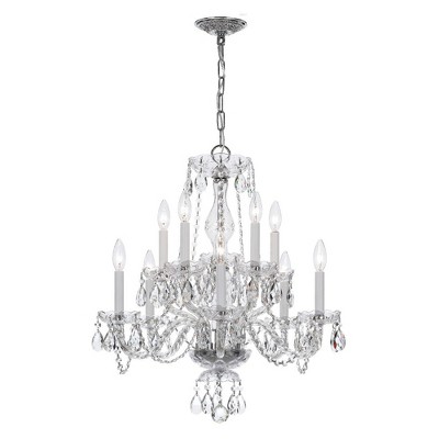 Polished Chrome Crystal 10-Light Candle Chandelier