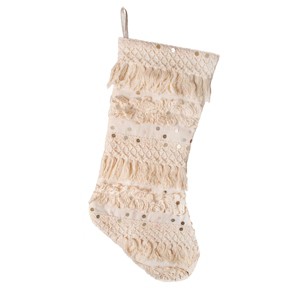 20" HGTV Home Collection Christmas Stocking With Fringe And Sequin Detail - National Tree Company - 1 of 3