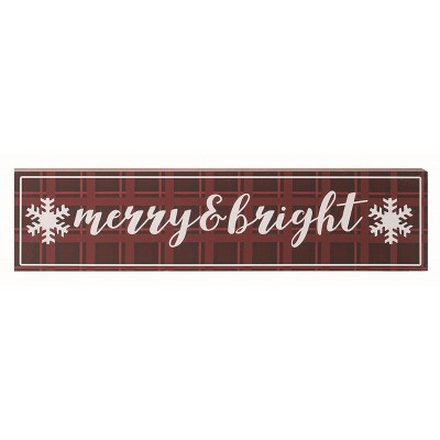 Transpac Wood Multicolor Christmas Merry Plaid Block Decor