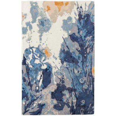 Dafney Transitional Floral & Botanical Blue Area Rug