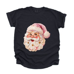 Santa Face Textured Paint - Women's Garment Dyed Graphic T-Shirt - 1 of 4