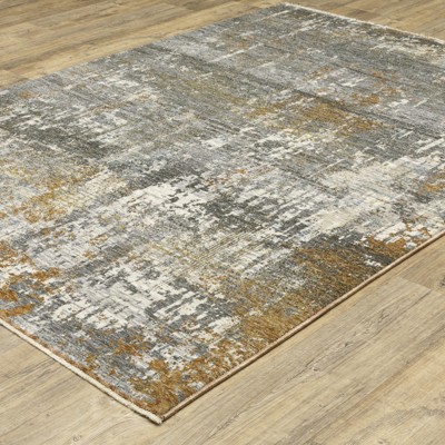 Hayden Gray and Rust Abstract Synthetic 3'3" x 5' Area Rug