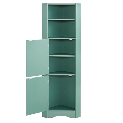 NicBex 61.02 Inch Corner Storage Cabinet,Tall Bathroom Storage Cabinet with Open Shelves and Doors for Living Room,Office