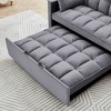 LOVMOR Sleeper Sofa Couch w/Pull Out Bed, 55" Modern Velvet Convertible Sleeper Sofa Bed, Small Love seat Sofa Bed w/Pillows & Side Pockets - 4 of 4