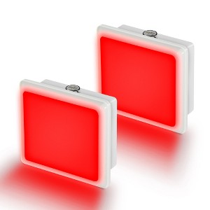 DORESshop 0.3W Plug-in Dusk to Dawn Integrated LED Night Light, Square Red, White, 2-Pack - 1 of 4