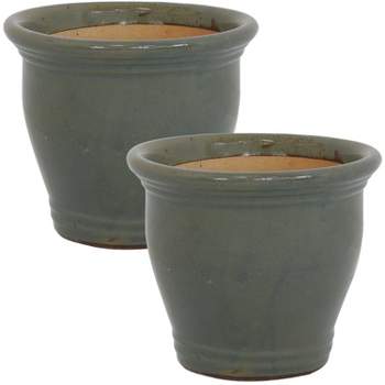 Fiber Clay Planters - 3-Piece Varying Height Square Wood Look Pot Set with  Drainage Holes for Herbs, Plants, or Flowers by Pure Garden (Off-White)