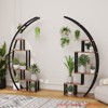 5 Tier 56" Tall Indoor Plant Stand, Curved Metal & Wood Plant Shelf w/ 6 Hanging Hooks, Large Display Rack - 2 of 4