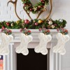 Aoibox Large 18 Inch Bone Shape Knitted Dog Christmas Stocking White Soft Plush Yarn for Fireplace Tree Holiday Pet Gift 1 Piece - 4 of 4