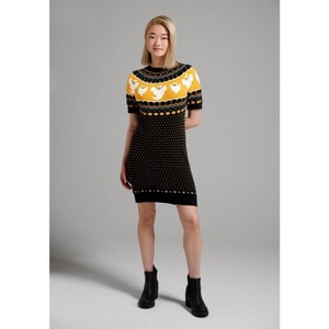 Jump Scare Short Sleeve Fair Isle Sweater Dress - 1 of 3