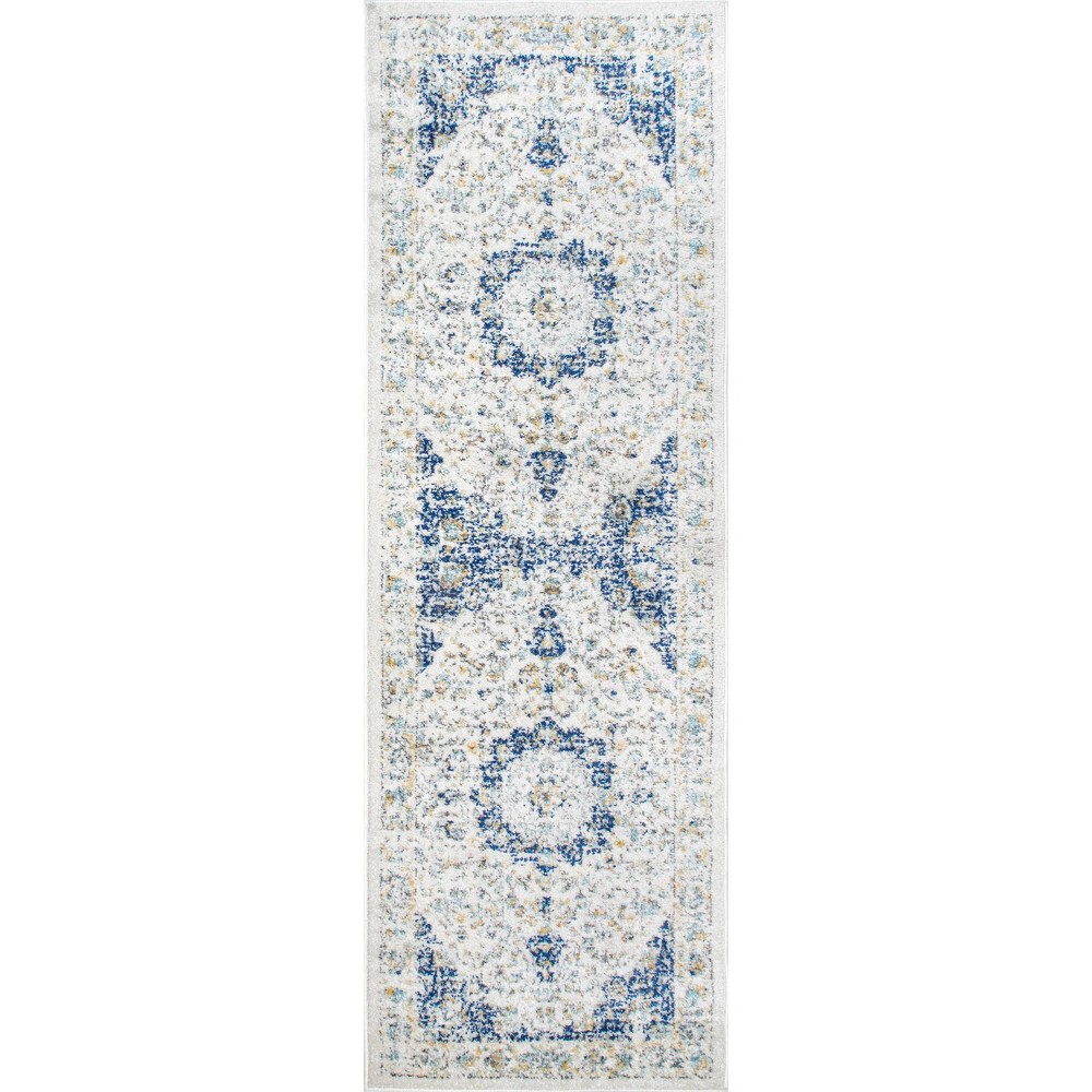 2'7inx8' Runner Verona Vintage Persian Style Rug Blue - nuLOOM