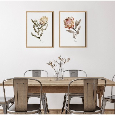 Wild King Protea Red and Orange Framed Canvas Art