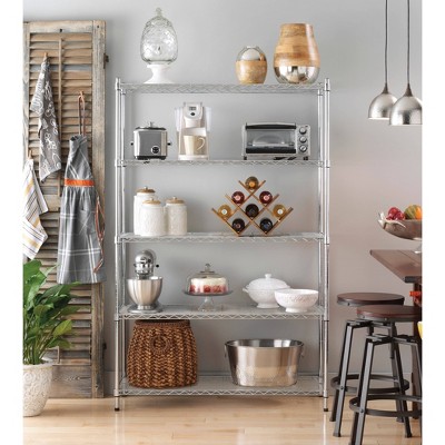 Whitmor 5-Tier Silver Chrome Steel Shelving Unit