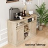 Rattan Buffet Cabinet with Storage, 47" Sideboard Storage Cabinet with 2 Rattan Doors, Natural Wood Accent Coffee Bar for Kitchen Dining Living Room - 3 of 4