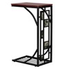 Disassembled and Assembled Single-layer C-shaped Table with Brown Density Board Tabletop, Black Powder-coated Iron Frame, Gravel Pattern Side Table - 3 of 4