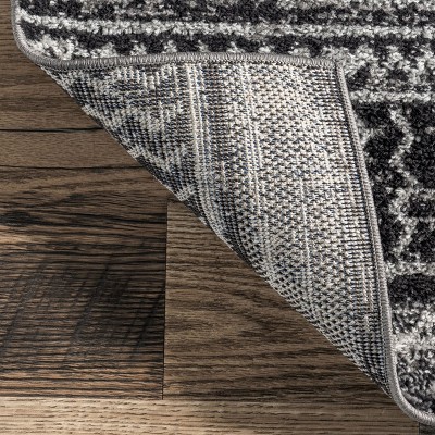 Reversible Dark Gray Stripe Synthetic Area Rug 62"x24"