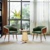 ARTPLAN Mid Century Modern Dining Chair Set of 2,Faux Leather Uphoolsted Accent Arm Chair,Walnut with Beech Feet for Dining Room/Home Office - 2 of 4