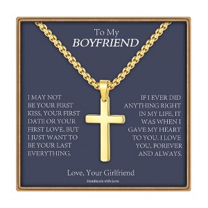 Turandoss Cross Necklace for Men Boys, Gold Silver Black Cross Pendant Necklace, Fathers Day Gifts for Men Boys Husband, Birthday Gifts for Son, 20In - 1 of 4