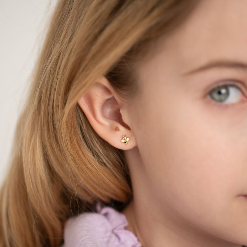 Girls' Honey Bee Screw Back 14k Gold Earrings - In Season Jewelry, 4 of 7