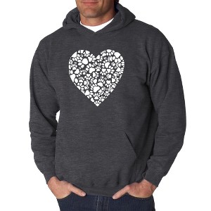 LA Pop Art Men's Word Art Hooded Sweatshirt - Paw Prints Heart - 1 of 4