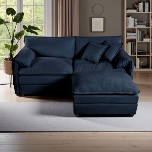 75.59" Chenille L-Shaped Modular Cloud Sectional Sofa, 3-Piece Set - 1 of 4