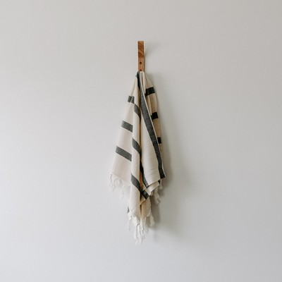 Large White and Black Turkish Cotton Bamboo Hand Towel