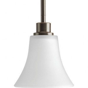 Progress Lighting Joy Collection 1-Light Mini-Pendant, Antique Bronze, Etched White Fluted Glass - 1 of 2