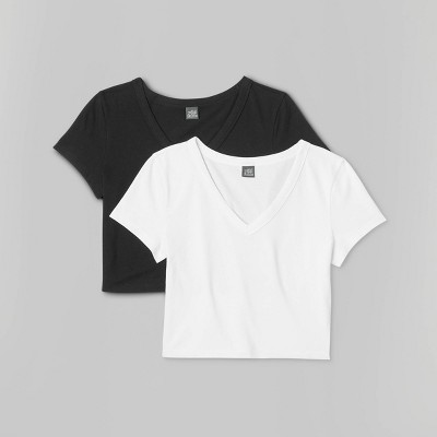 Women\'s V-neck Target Fable™ T-shirt Sleeve : - White Short 2pk Wild Bundle