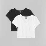 Women's Short Sleeve V-Neck 2pk Bundle T-Shirt - Wild Fable™ White