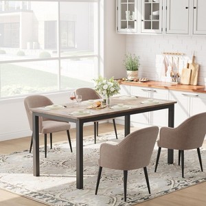 Nasitip 63" Rectangle Dining Table for 2–6, Modern Farmhouse Table with Metal Legs, Black & Vintage Finish for Kitchen or Dining Room - 1 of 4