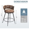 DYHOME Swivel Bar Stools Set of 2, 24" Counter Height Kitchen Stools with Back, Suede & Woven Backrest, 360° Roating Metal Frame Barstools - 2 of 4