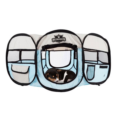 Blue Portable Pop-Up Pet Playpen with Mesh Windows