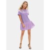 EXLURA Womens Summer Casual Short Sleeve Dress Crewneck Tshirt Dresses Pleated Aline Mini Dress 2025 Vacation Beach Sundress - 3 of 4