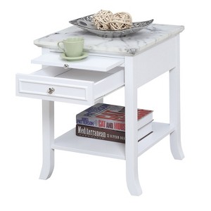 HomeStock Compact End Table with Drawer, Faux Marble Top and Slide Shelf, Stylish and Functional Accent Table for Modern Living Room - 1 of 4