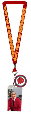 Mister Rogers Neighborhood Lanyard with Clear ID Badge Holder and Rubber Charm Red