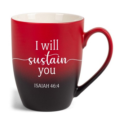 Elanze Designs I Will Sustain You Two Toned Ombre Matte Red and Black 12 ounce Ceramic Stoneware Coffee Cup Mug