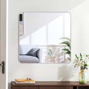 Wooakway Square Black/Gold/Silver Metal Accent Wall Mirror Modern Bathroom Vanity Mirror for Living Room Entryway Over Mantel Decor - 1 of 4