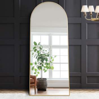 Muselady Glam Style Oversize Arch Full Length Floor Mirror with Standing,Shatterproof Glass Mirror with Metal Frame-The Pop Home