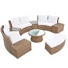 10-Piece Half Round Patio Rattan Sofa Set,PE Wicker Outdoor Sectional with Cushions,Storage Stools And Coffee Table-Maison Boucle - 4 of 4