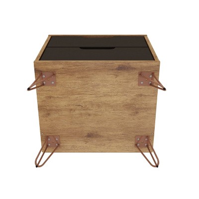 Rockefeller Natural Brown and Grey 2-Drawer Nightstand with Metal Legs
